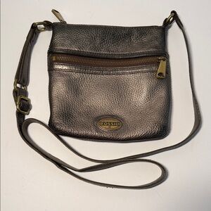 Authentic Fossil Gunmetal Crossbody Bag